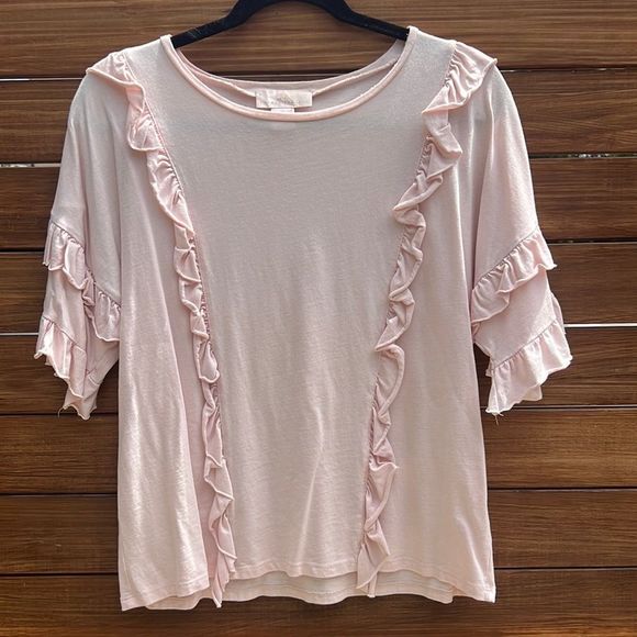 Rachel Parcell Tops - Light Pink Ruffle Top